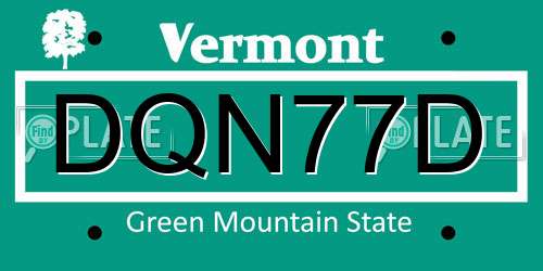 DQN77D Vermont License Plate