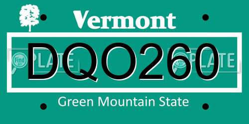 DQO260 Vermont License Plate