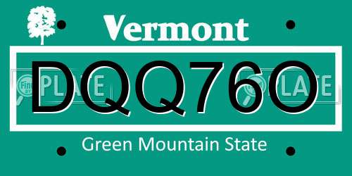 DQQ76O Vermont License Plate