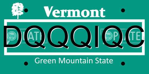 DQQQIQC Vermont License Plate