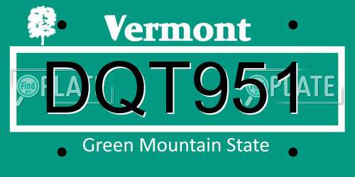 DQT951 Vermont License Plate