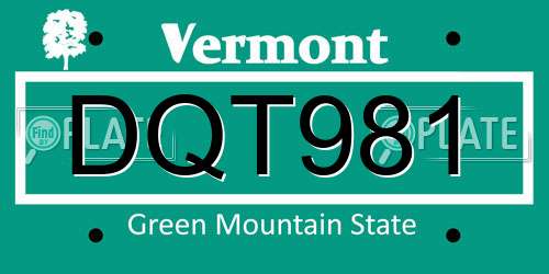 DQT981 Vermont License Plate