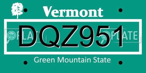DQZ951 Vermont License Plate