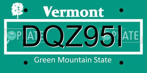 DQZ95I Vermont License Plate
