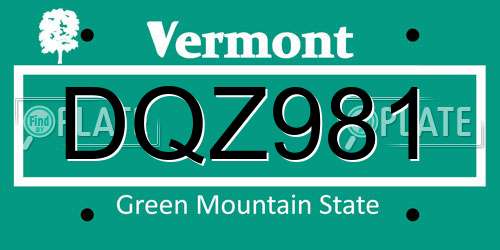 DQZ981 Vermont License Plate