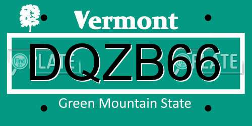 DQZB66 Vermont License Plate