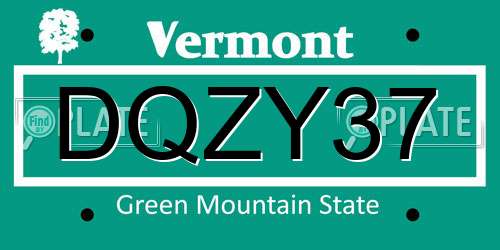 DQZY37 Vermont License Plate