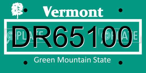 DR65100 Vermont License Plate