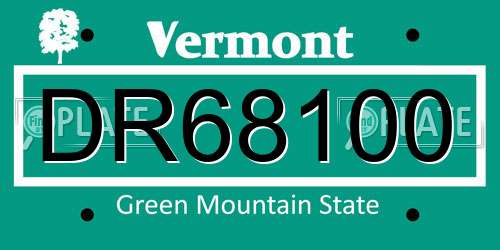 DR68100 Vermont License Plate