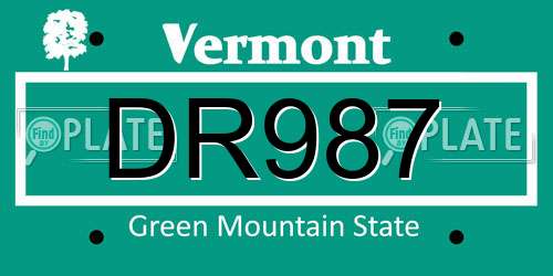 DR987 Vermont License Plate