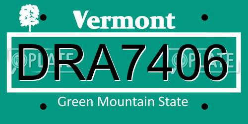 DRA7406 Vermont License Plate