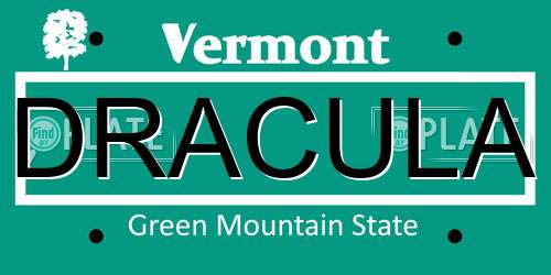 DRACULA Vermont License Plate