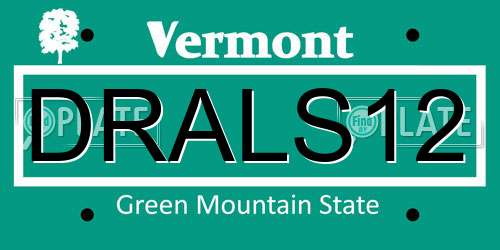 DRALS12 Vermont License Plate