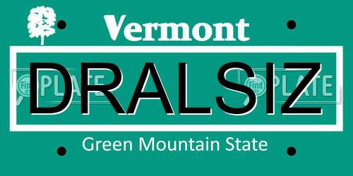 DRALSIZ Vermont License Plate