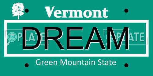 DREAM Vermont License Plate