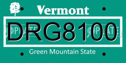 DRG8100 Vermont License Plate