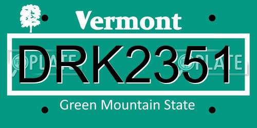 DRK2351 Vermont License Plate