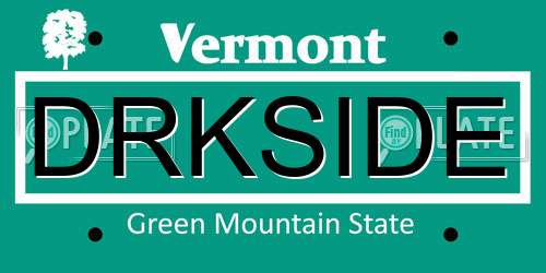 DRKSIDE Vermont License Plate