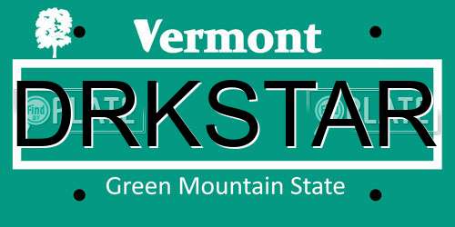 DRKSTAR Vermont License Plate