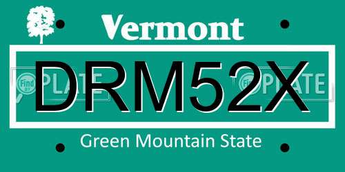DRM52X Vermont License Plate