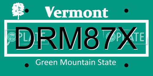 DRM87X Vermont License Plate