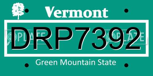 DRP7392 Vermont License Plate