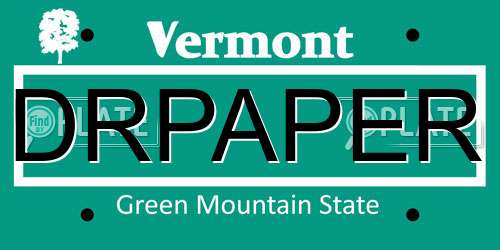 DRPAPER Vermont License Plate