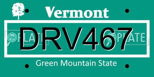DRV467 Vermont License Plate
