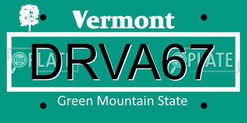 DRVA67 Vermont License Plate