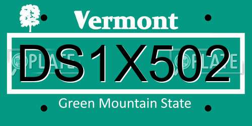 DS1X502 Vermont License Plate