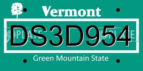 DS3D954 Vermont License Plate