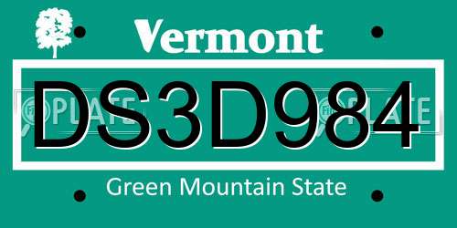 DS3D984 Vermont License Plate