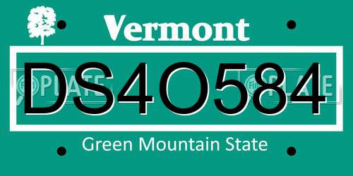 DS4O584 Vermont License Plate