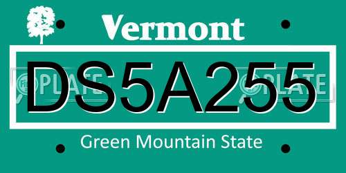 DS5A255 Vermont License Plate