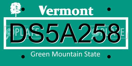 DS5A258 Vermont License Plate