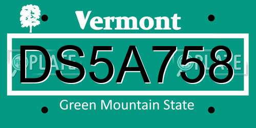 DS5A758 Vermont License Plate