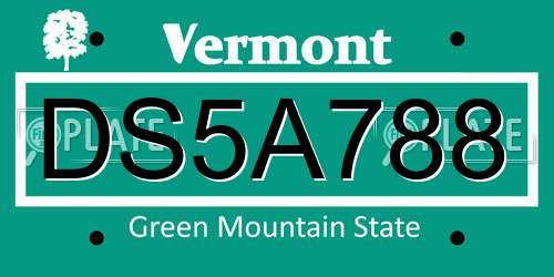 DS5A788 Vermont License Plate