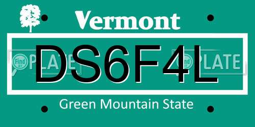 DS6F4L Vermont License Plate
