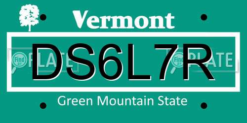 DS6L7R Vermont License Plate