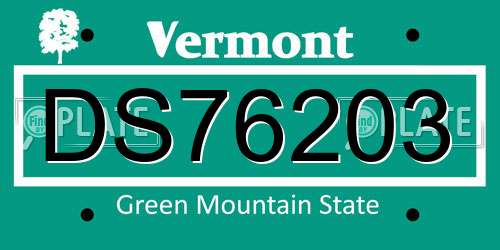 DS76203 Vermont License Plate