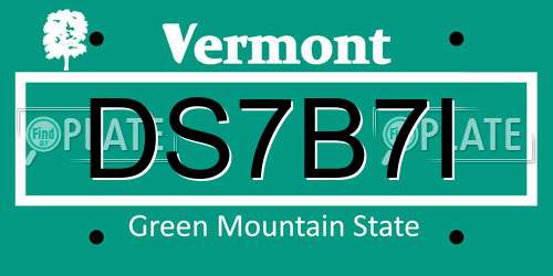 DS7B7I Vermont License Plate