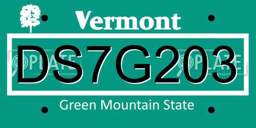 DS7G203 Vermont License Plate