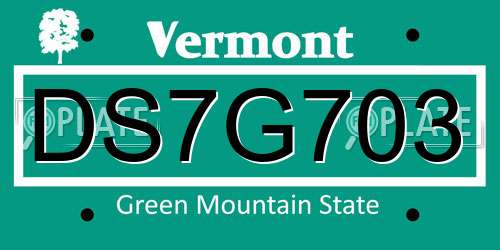 DS7G703 Vermont License Plate