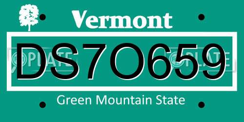 DS7O659 Vermont License Plate