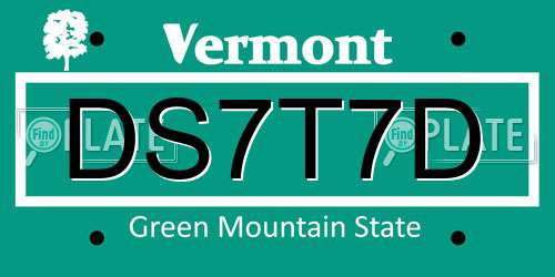 DS7T7D Vermont License Plate