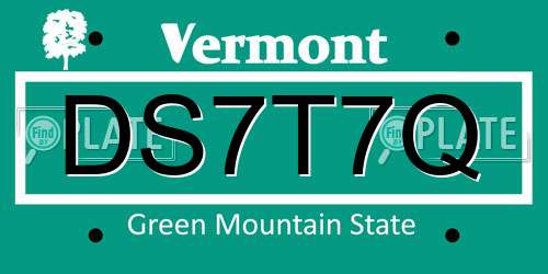 DS7T7Q Vermont License Plate