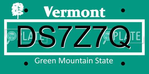 DS7Z7Q Vermont License Plate
