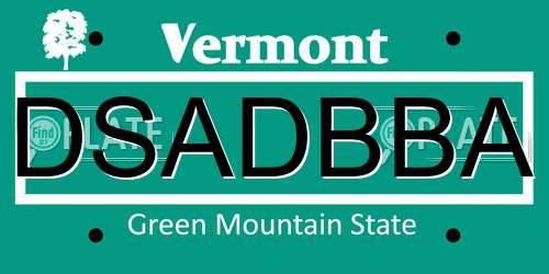 DSADBBA Vermont License Plate