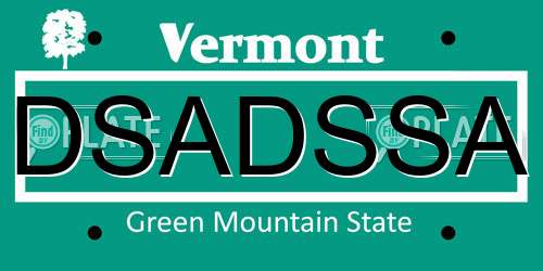 DSADSSA Vermont License Plate