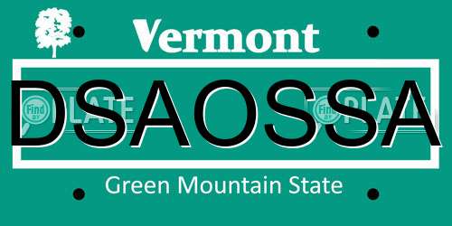 DSAOSSA Vermont License Plate